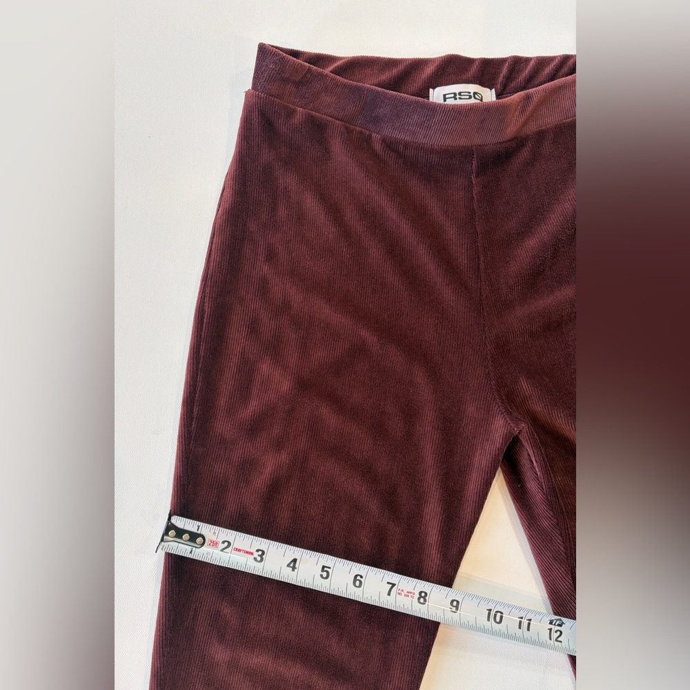 RSQ Corduroy Burgundy Maroon Bell Bottom Flared Stretchy Pants Leggings Large - Picture 6 of 12